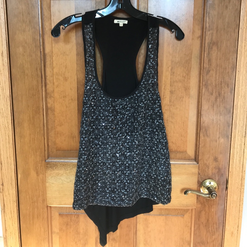 LA Made Black sparkle hi-lo tank